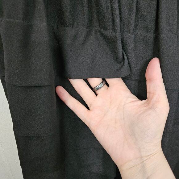 Karl Lagerfeld Paris Skirt Women 4 Small Black Tiered Career Capsule Knee Length - Picture 3 of 9